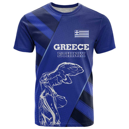 Greek Pride T-Shirt with Ancient Sculpture and National Map Graphic Graphic Tee