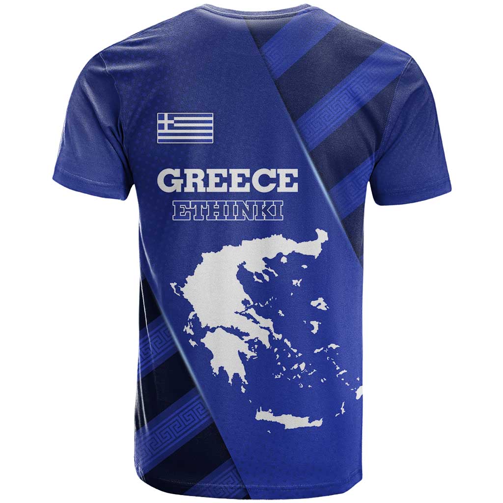 Greek Pride T-Shirt with Ancient Sculpture and National Map Graphic Graphic Tee