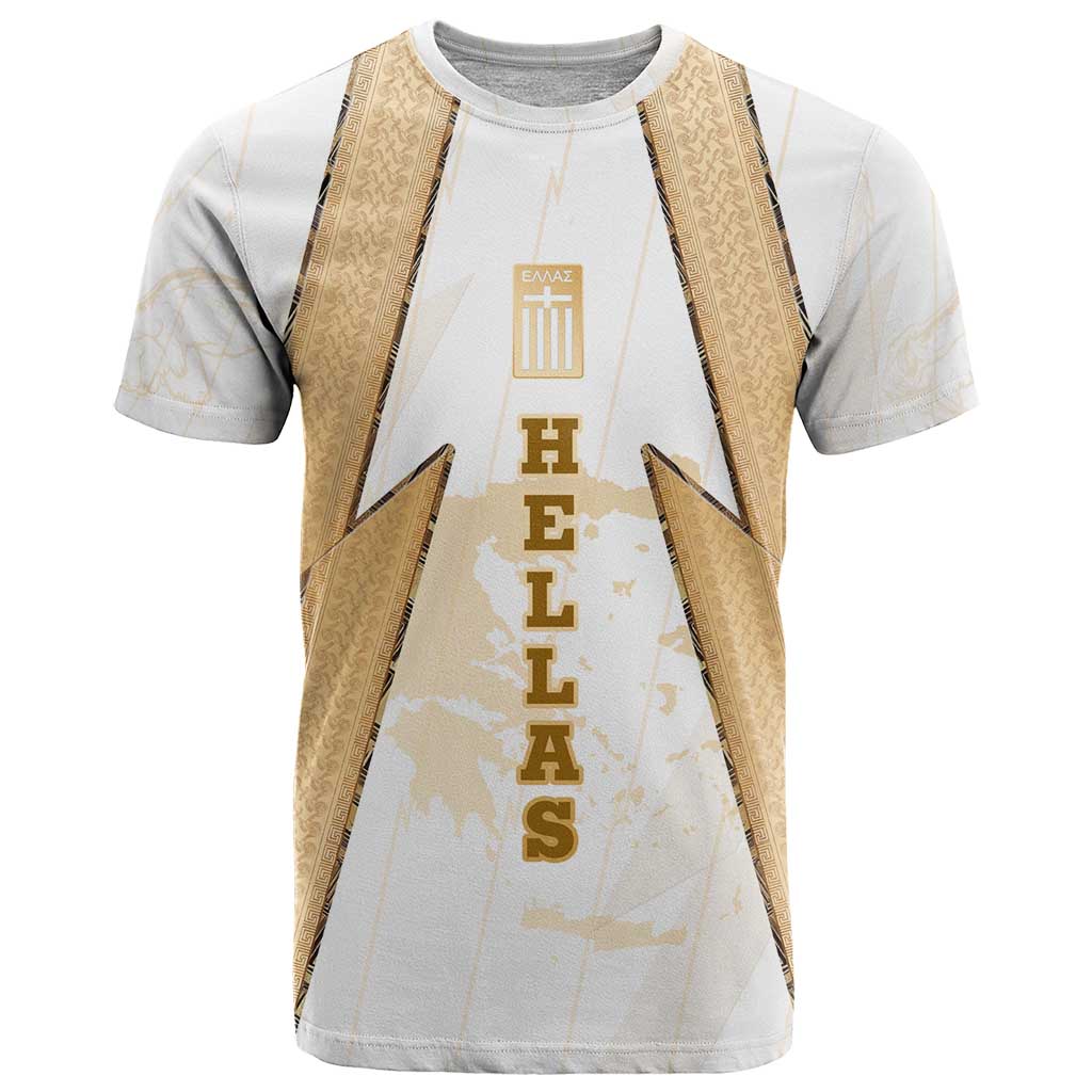 Hellas Athletic T-Shirt with Ancient Greek Shield Graphic and Numbered Back Graphic Tee