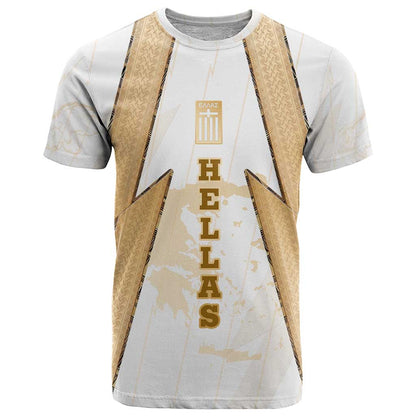 Hellas Athletic T-Shirt with Ancient Greek Shield Graphic and Numbered Back Graphic Tee