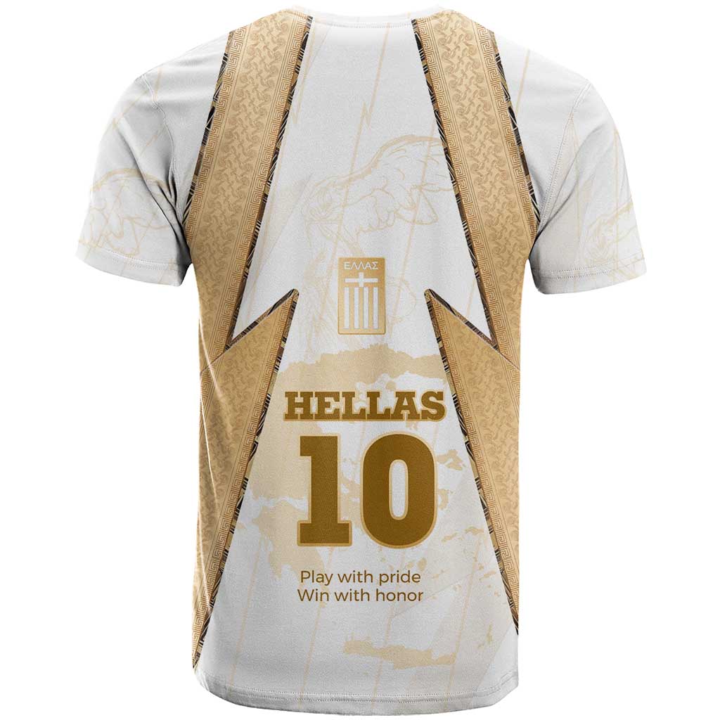 Hellas Athletic T-Shirt with Ancient Greek Shield Graphic and Numbered Back Graphic Tee