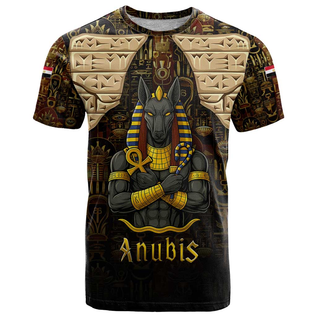 Anubis Egypt T-Shirt with Ancient Hieroglyph Pharaoh Spirit Graphic Tee
