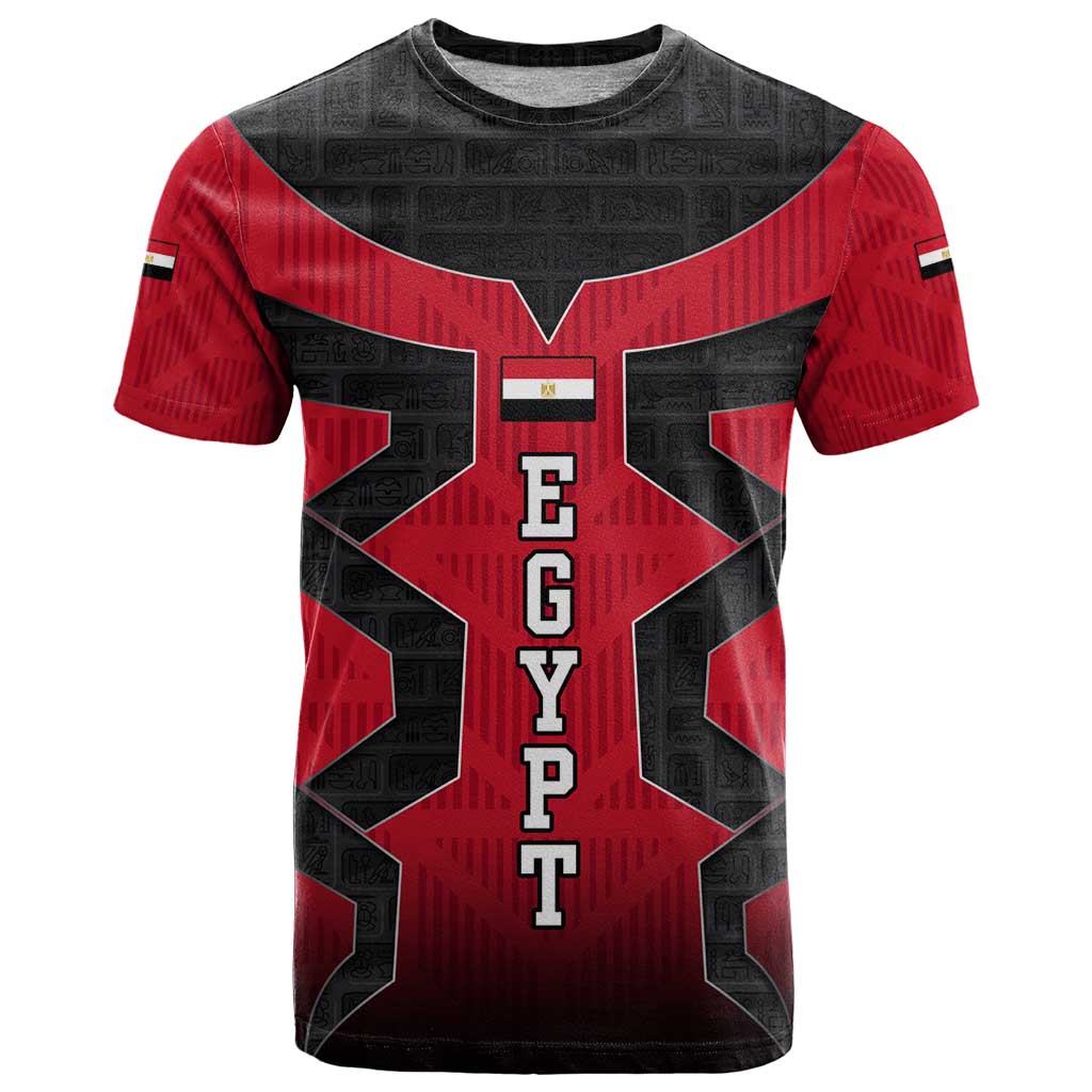 Egypt Flag Emblem T-Shirt with Red Black Bold Spirit Graphic Tee