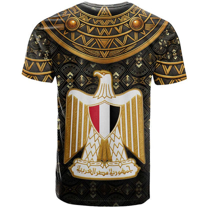 Pharaoh King Tut Egypt T-Shirt with Hieroglyphic Gold Pattern Graphic Tee