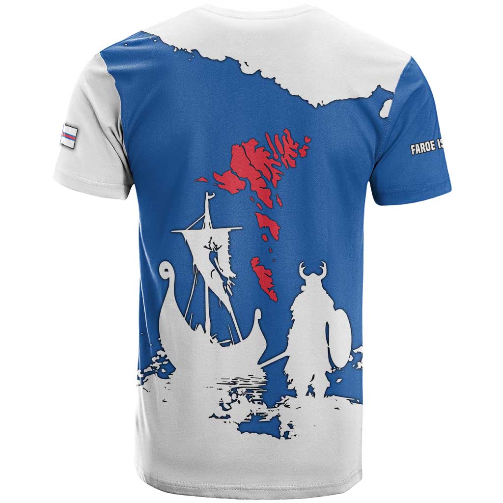 Faroe Islands T-Shirt with Viking Ship and Map Silhouette Graphic Tee