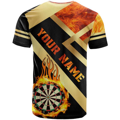 Flaming Dartboard Darts T-Shirt Personalized Bold Geometric Patterns Graphic Tee