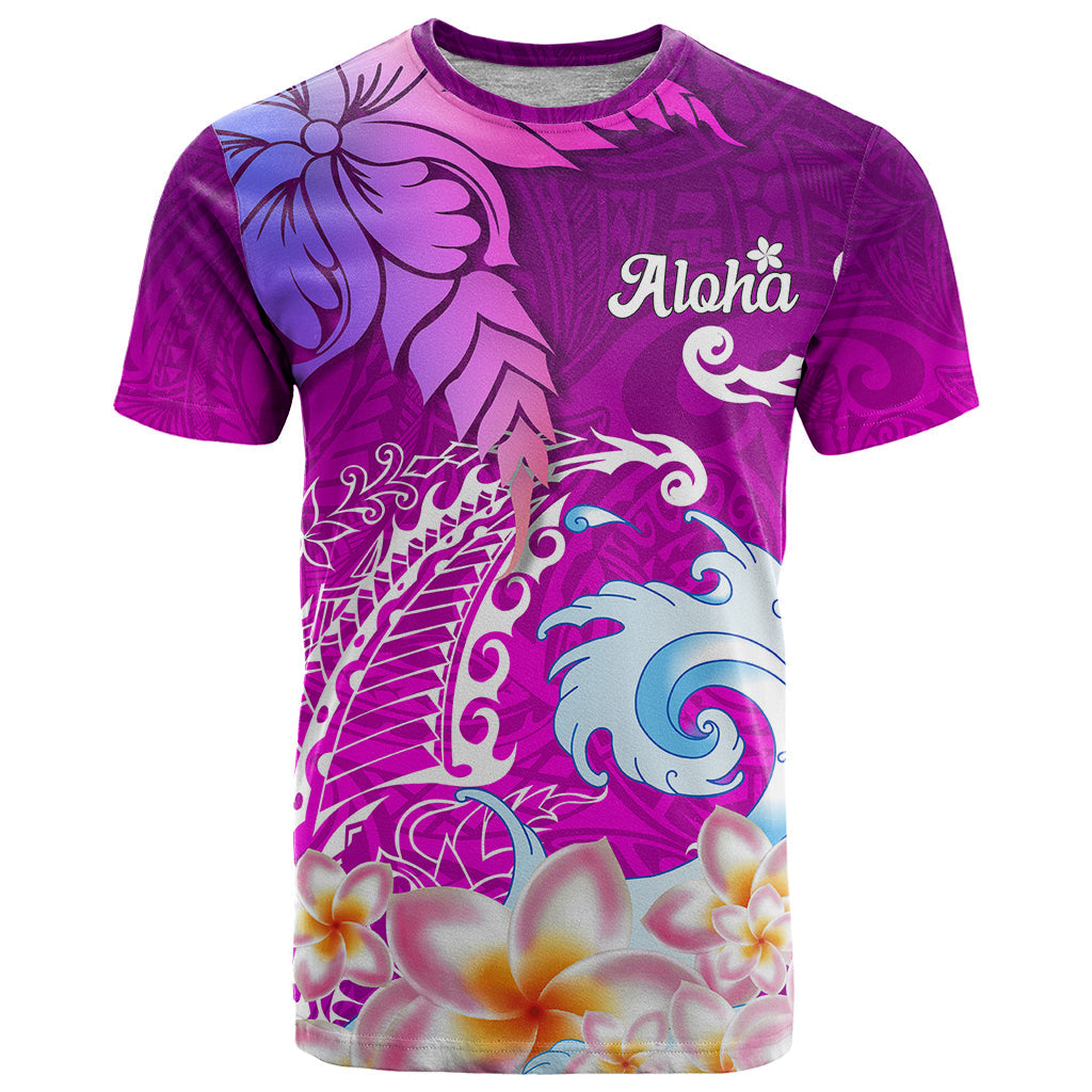 Hawaii Plumeria Flower T-Shirt Plumeria FLowers And Polynesian Pattern Graphic Tee