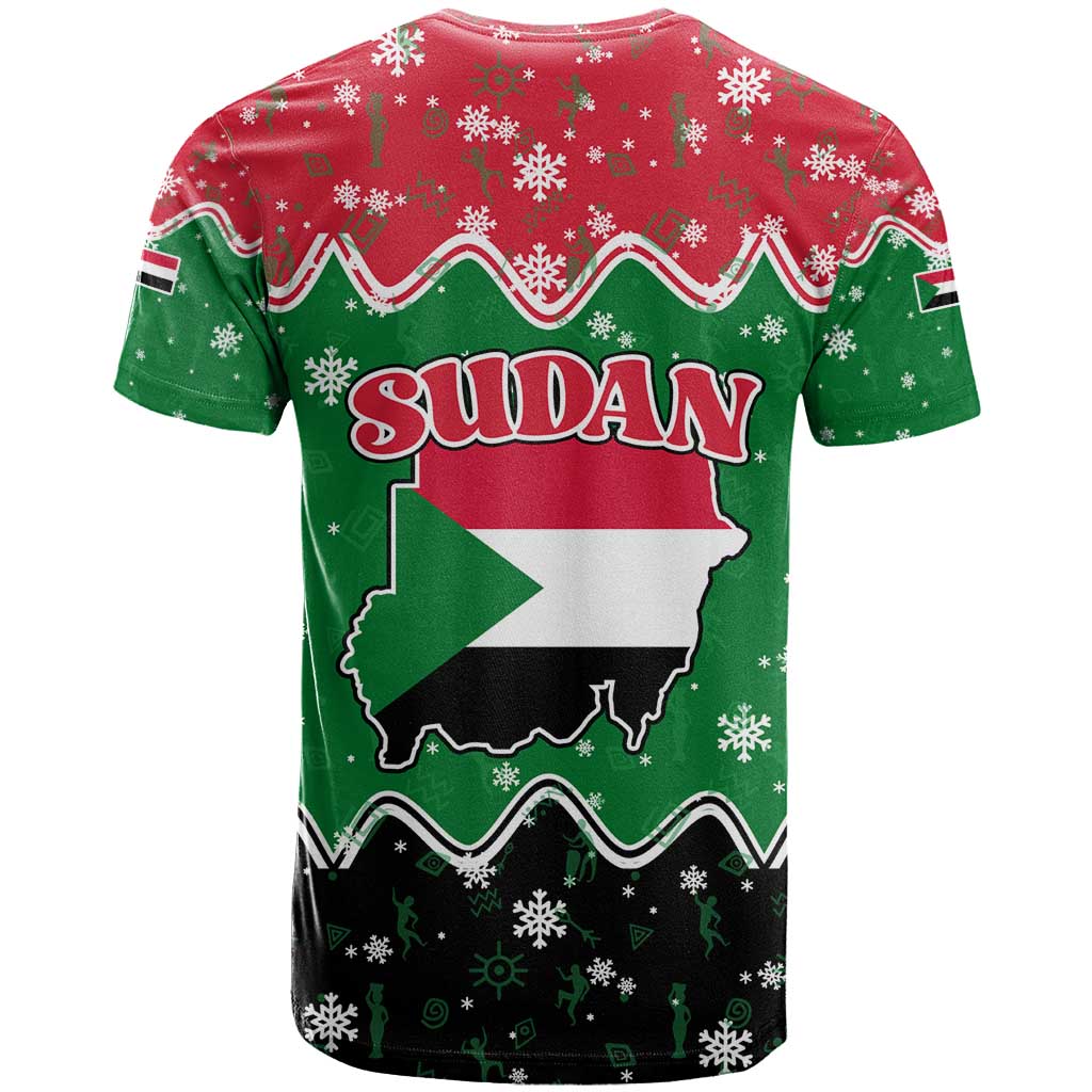 Sudan Christmas T-Shirt with Red Green Black Xmas Santa Sleigh and Map Graphic Tee