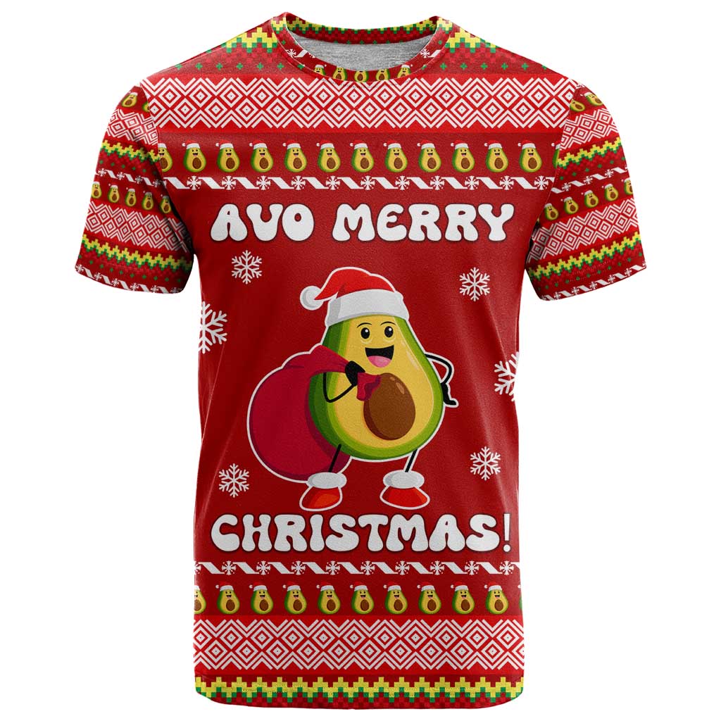 Avo Merry Christmas T-Shirt Xmas Holiday Patterns Graphic Tee