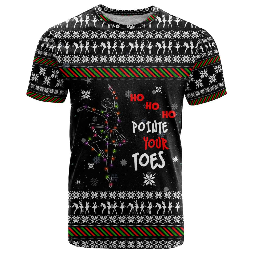 Ballet Pointe Christmas Design T-Shirt Xmas Holiday Patterns Graphic Tee