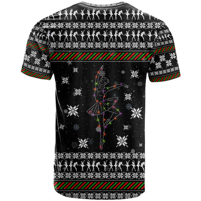 Ballet Pointe Christmas Design T-Shirt Xmas Holiday Patterns Graphic Tee