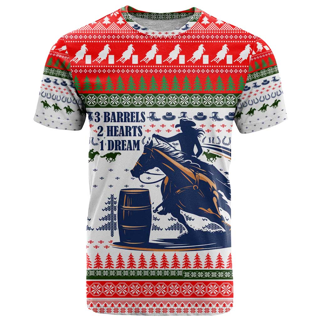 Barrel Racing Christmas T-Shirt Xmas Holiday Patterns Graphic Tee