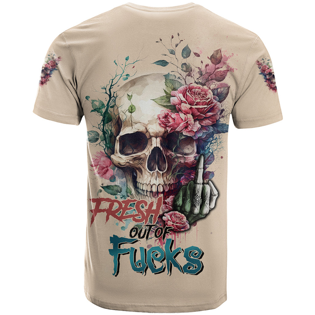 Fresh Out Of F Watercolor Skull T-Shirt Graphic Tee