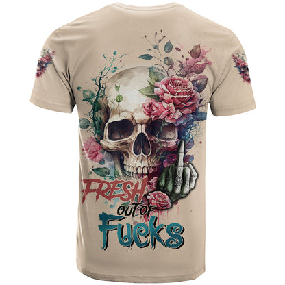 Fresh Out Of F Watercolor Skull T-Shirt Graphic Tee