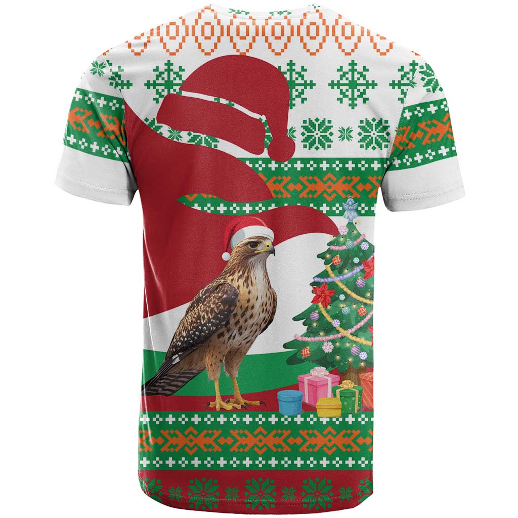 Lebanon Christmas T-Shirt with Falcon, Holiday Tree, and Red Green Snowflake Pattern Graphic Tee