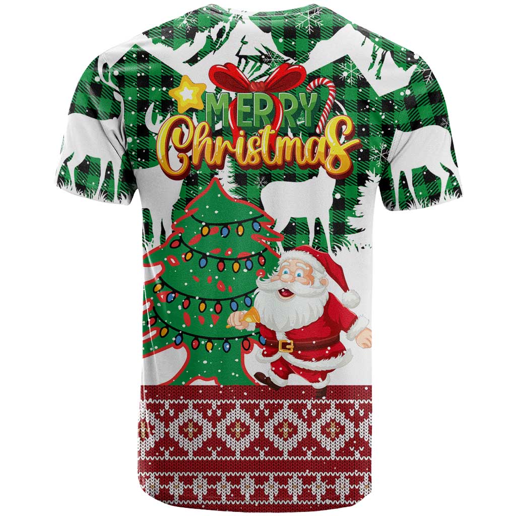 Lebanon Christmas T-Shirt with Santa Claus Reindeer Trees and Festive Knit Pattern Graphic Tee