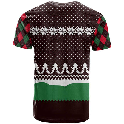 Christmas Golf T-Shirt with Elf Golfer Argyle Plaid and Snowflake Pattern Graphic Tee