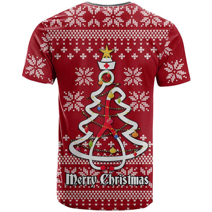 Nurse Merry Christmas Christmas T-Shirt Xmas Holiday Patterns Graphic Tee