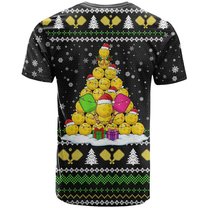 PickleBall Is Life Christmas T-Shirt Xmas Holiday Patterns Graphic Tee