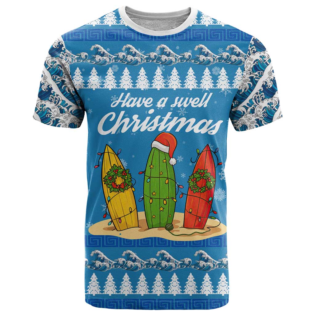 Surfer Swell Christmas T-Shirt Xmas Holiday Patterns Graphic Tee