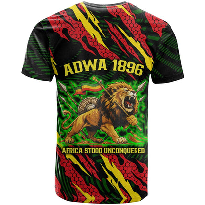 Menelik II T-Shirt with Lion of Adwa Title, Battle of Adwa 1896 Graphic and Bold Pan-African Graphic Tee