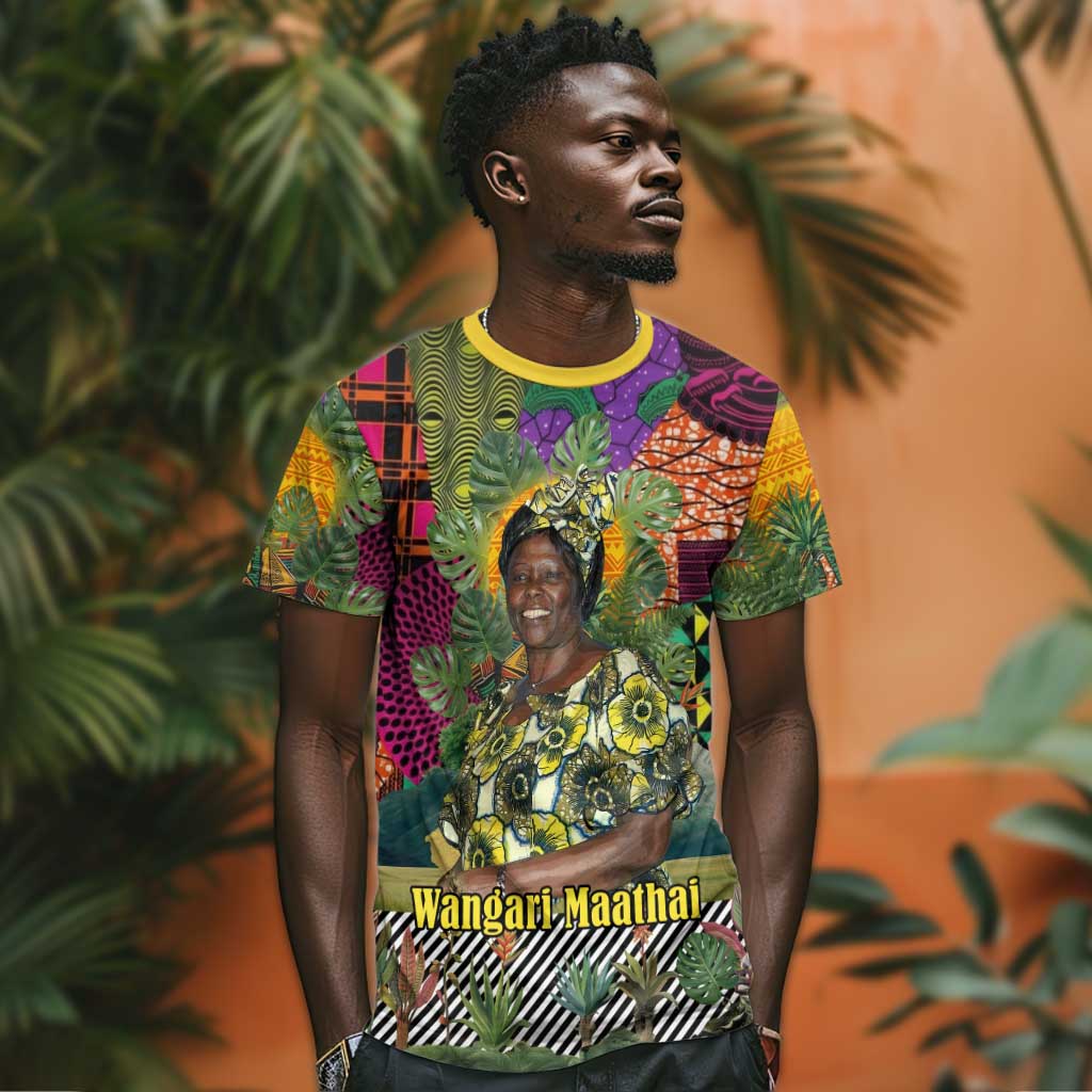 Wangari Maathai T-Shirt Colorful Nature-Inspired Design Empowerment Quote African Print Environmental Graphic Tee