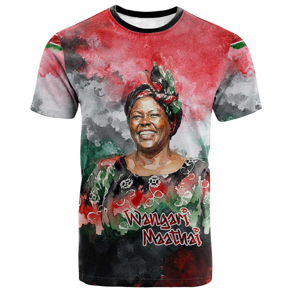 Wangari Maathai T-Shirt Kenyan Flag Watercolor Style - Environmental Quote Planting Trees Tribute Eco-Activism Graphic Tee