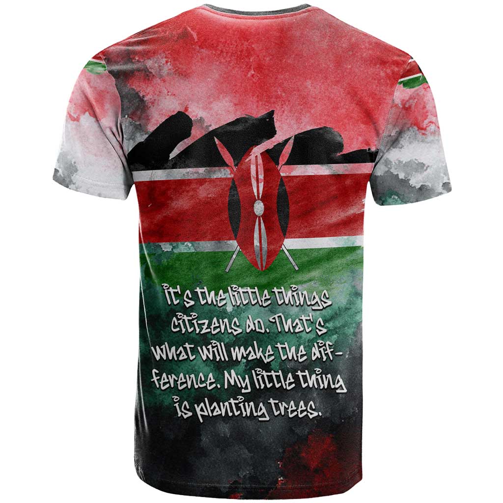 Wangari Maathai T-Shirt Kenyan Flag Watercolor Style - Environmental Quote Planting Trees Tribute Eco-Activism Graphic Tee
