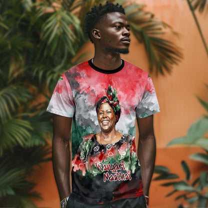 Wangari Maathai T-Shirt Kenyan Flag Watercolor Style - Environmental Quote Planting Trees Tribute Eco-Activism Graphic Tee