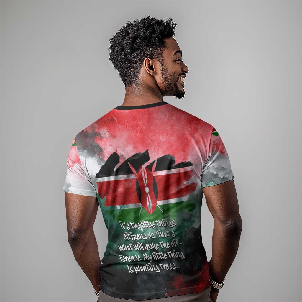Wangari Maathai T-Shirt Kenyan Flag Watercolor Style - Environmental Quote Planting Trees Tribute Eco-Activism Graphic Tee