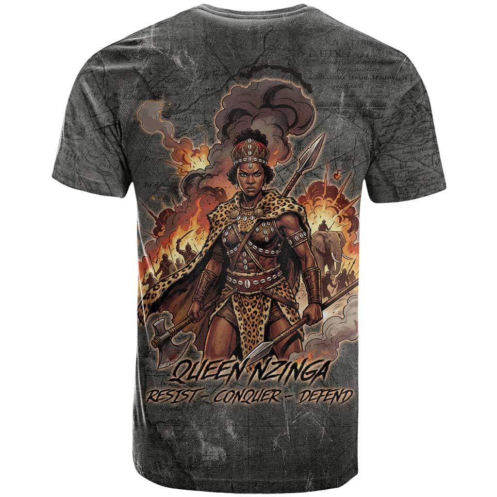 Queen Nzinga T-Shirt Fierce African Warrior Queen - Dark Tribal Fire Art Graphic Tee