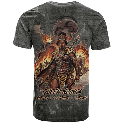 Queen Nzinga T-Shirt Fierce African Warrior Queen - Dark Tribal Fire Art Graphic Tee