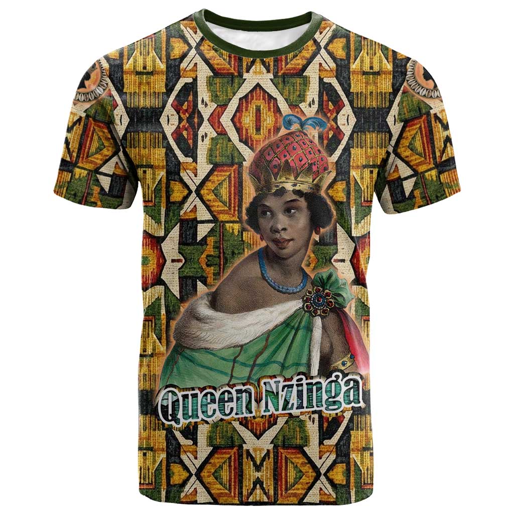 Queen Nzinga T-Shirt Mbandi Traditional Regal Portrait Empowerment Quote African Female Leadership Graphic Tee