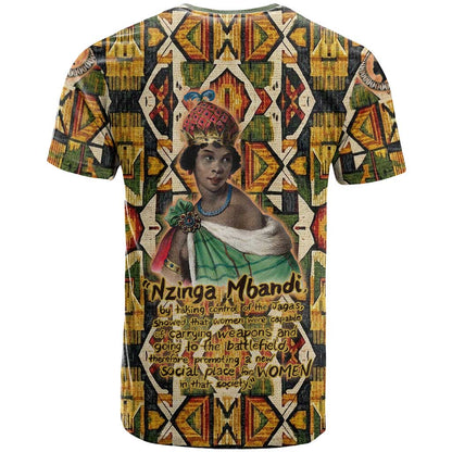 Queen Nzinga T-Shirt Mbandi Traditional Regal Portrait Empowerment Quote African Female Leadership Graphic Tee