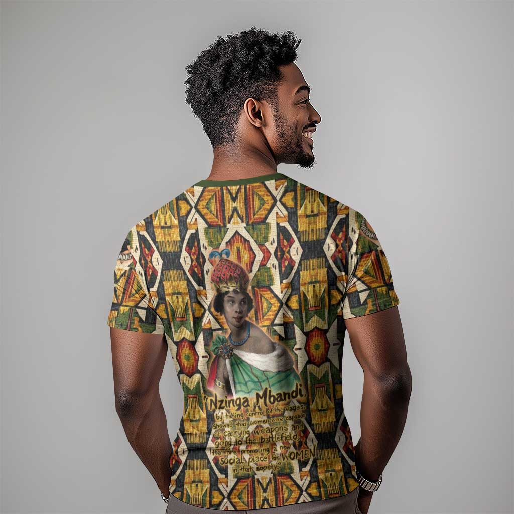 Queen Nzinga T-Shirt Mbandi Traditional Regal Portrait Empowerment Quote African Female Leadership Graphic Tee