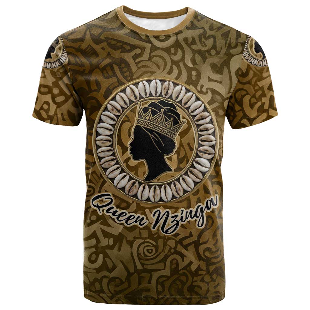 Queen Nzinga T-Shirt Cowrie Crown Silhouette Royal Power Graphic Tee
