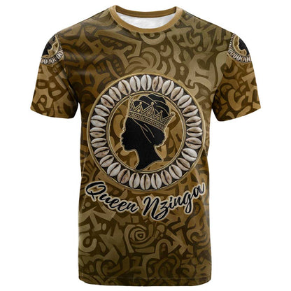 Queen Nzinga T-Shirt Cowrie Crown Silhouette Royal Power Graphic Tee