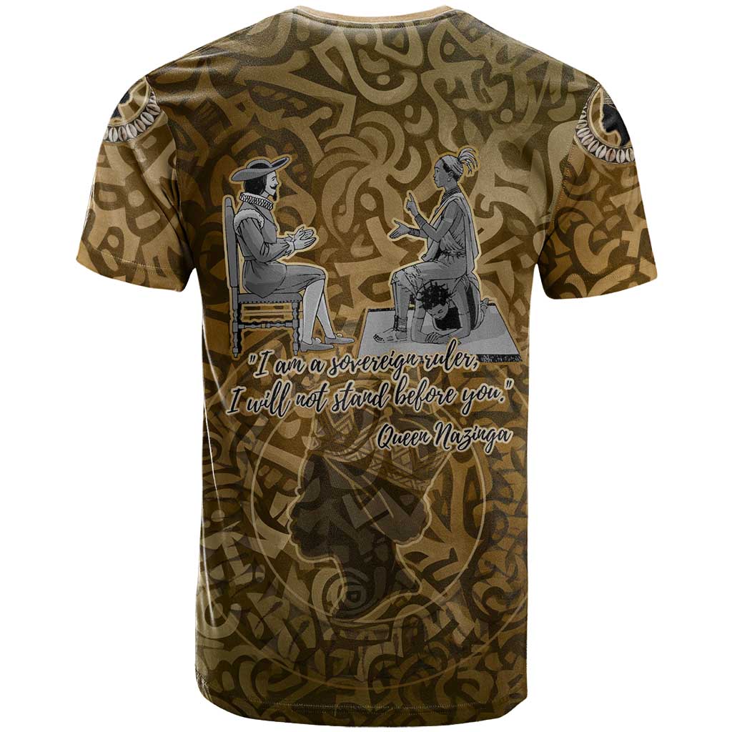 Queen Nzinga T-Shirt Cowrie Crown Silhouette Royal Power Graphic Tee