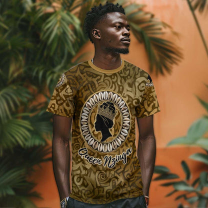 Queen Nzinga T-Shirt Cowrie Crown Silhouette Royal Power Graphic Tee