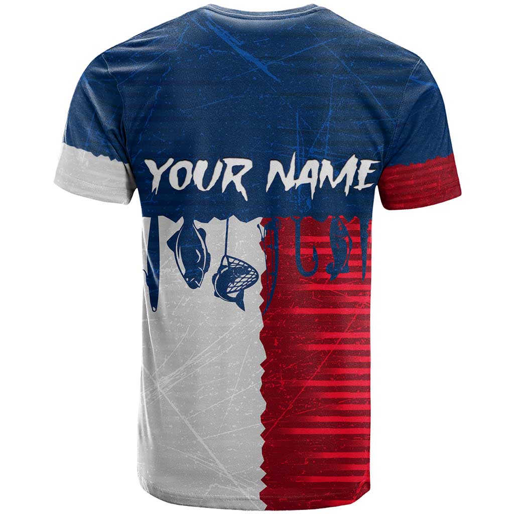 Flag Texas Fishing T-Shirt Personalized Hanging Fish and Hooks Graphic Graphic Tee