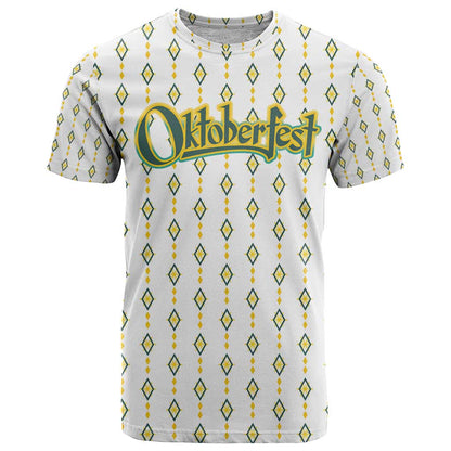 Oktoberfest T-Shirt with Oktoberfest Beer Mug Illustration White Diamond Graphic Tee