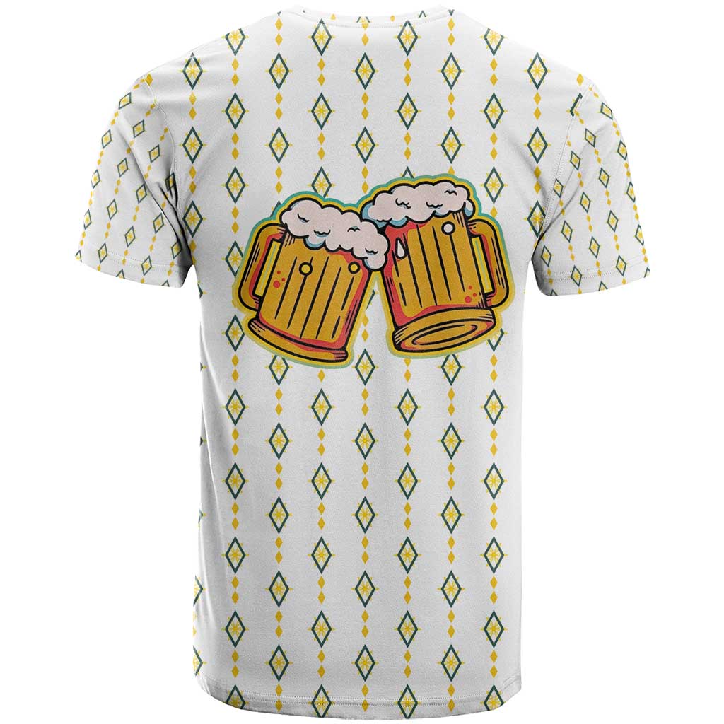 Oktoberfest T-Shirt with Oktoberfest Beer Mug Illustration White Diamond Graphic Tee