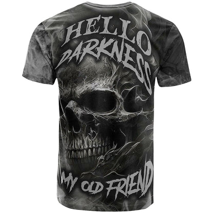 Hello Darkness My Old Friend Skull T-Shirt Graphic Tee