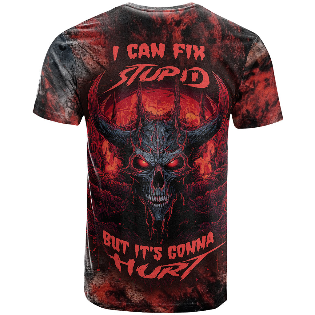 I Can Fix Stupid But It's Gonna Hurt Skull T-Shirt Graphic Tee