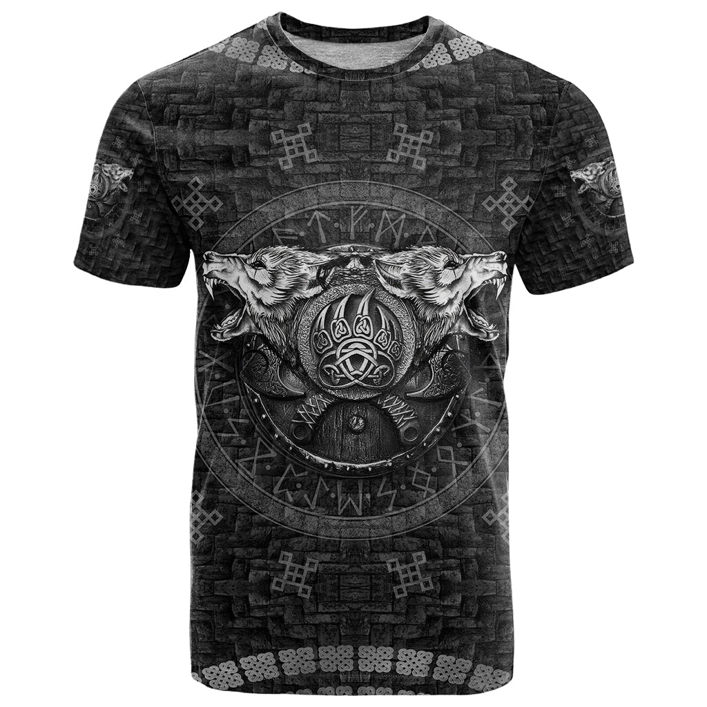 Viking T-Shirt Norse Wolf and Bearclaw Fusion Graphic Tee