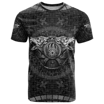 Viking T-Shirt Norse Wolf and Bearclaw Fusion Graphic Tee