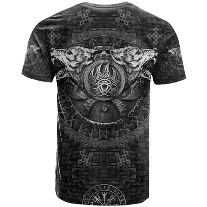 Viking T-Shirt Norse Wolf and Bearclaw Fusion Graphic Tee