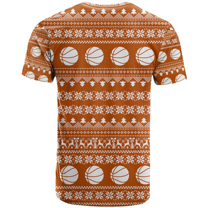 Basketball Santa Claus Christmas T-Shirt Xmas Holiday Patterns Graphic Tee