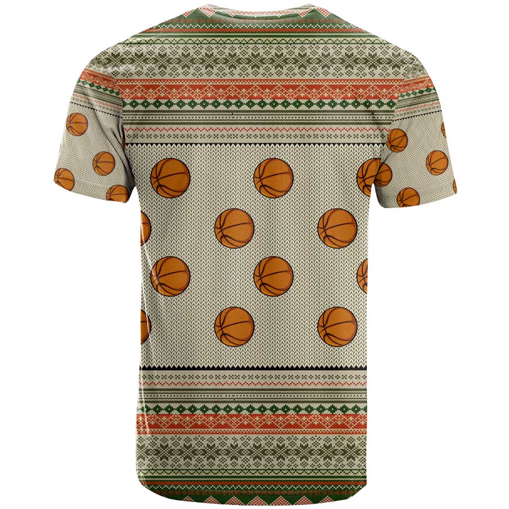 Basketball Winter Christmas T-Shirt Xmas Holiday Patterns Graphic Tee