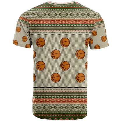 Basketball Winter Christmas T-Shirt Xmas Holiday Patterns Graphic Tee